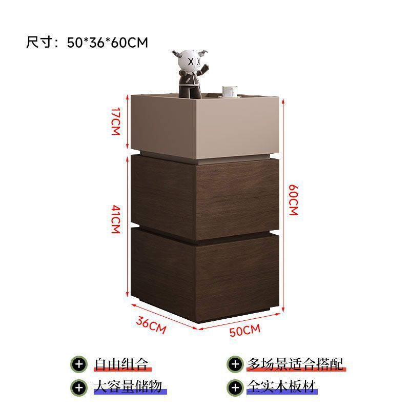 [WS001 서랍 3개 침대협탁] 카키+월넛+월넛