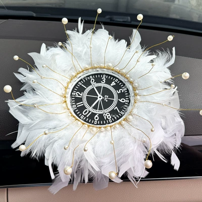 perfume ornament accessories car | Anti-slip mat - large-pearl-feather-clock