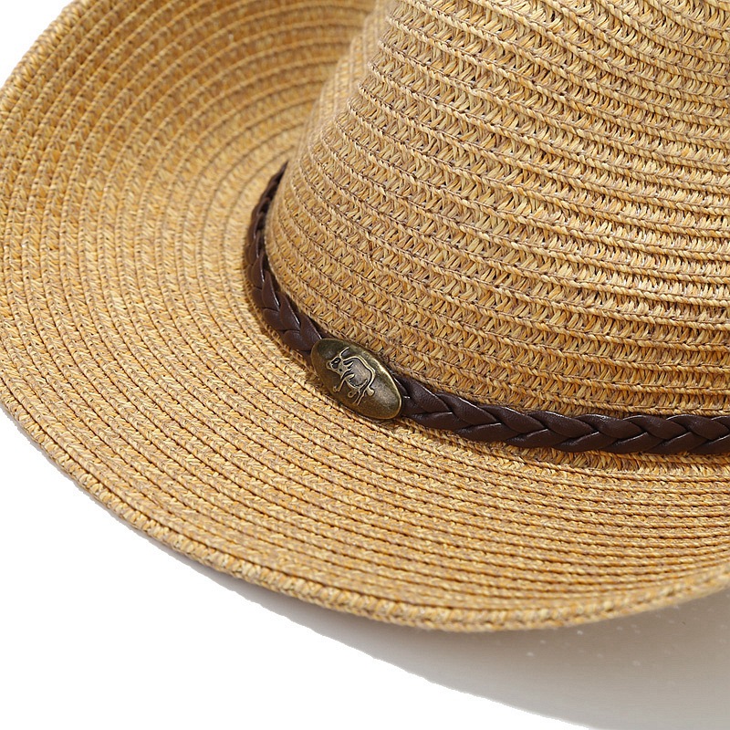 Unisexe Vacances Bande Couleur Unie Chapeau De Paille display picture 5