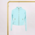 Glazed blue and gold zipper short jacket