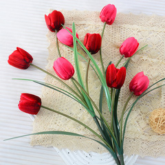 高檔仿真花高枝5頭套管鬱金香環保無異味婚慶用花家居擺件花