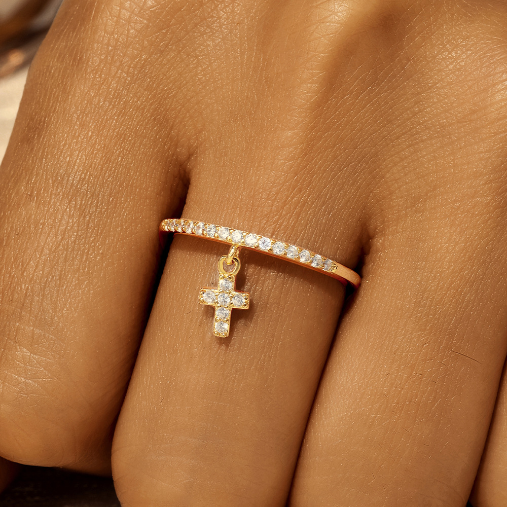 1g Weight Zircon Inlay Material Charm Rings, Rings Classification 7 Ring Size 1 Piece Quantity Wedding, Date, Engagement Occasion 925 Sterling Silver Material Cross, Star, Heart Shape Pattern All Seasons Season Women's Gender Inlay Design Simple Style Style Gold Color 925 Sterling Silver Zircon Cross Star Heart Shape Charm Rings Rings 925 Sterling Silver Rings 17