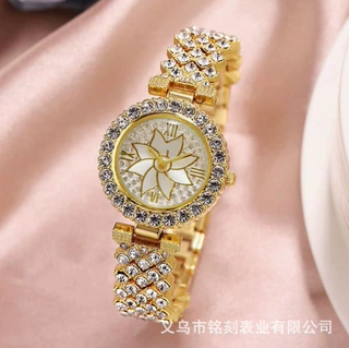 跨境爆款手链女表镶钻时尚潮流百搭花盘罗马字两件套女士石英腕表