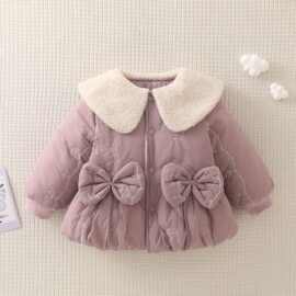 黁白女宝宝加绒棉服外套甜美时尚婴幼儿衣服冬装棉衣小童女童冬季