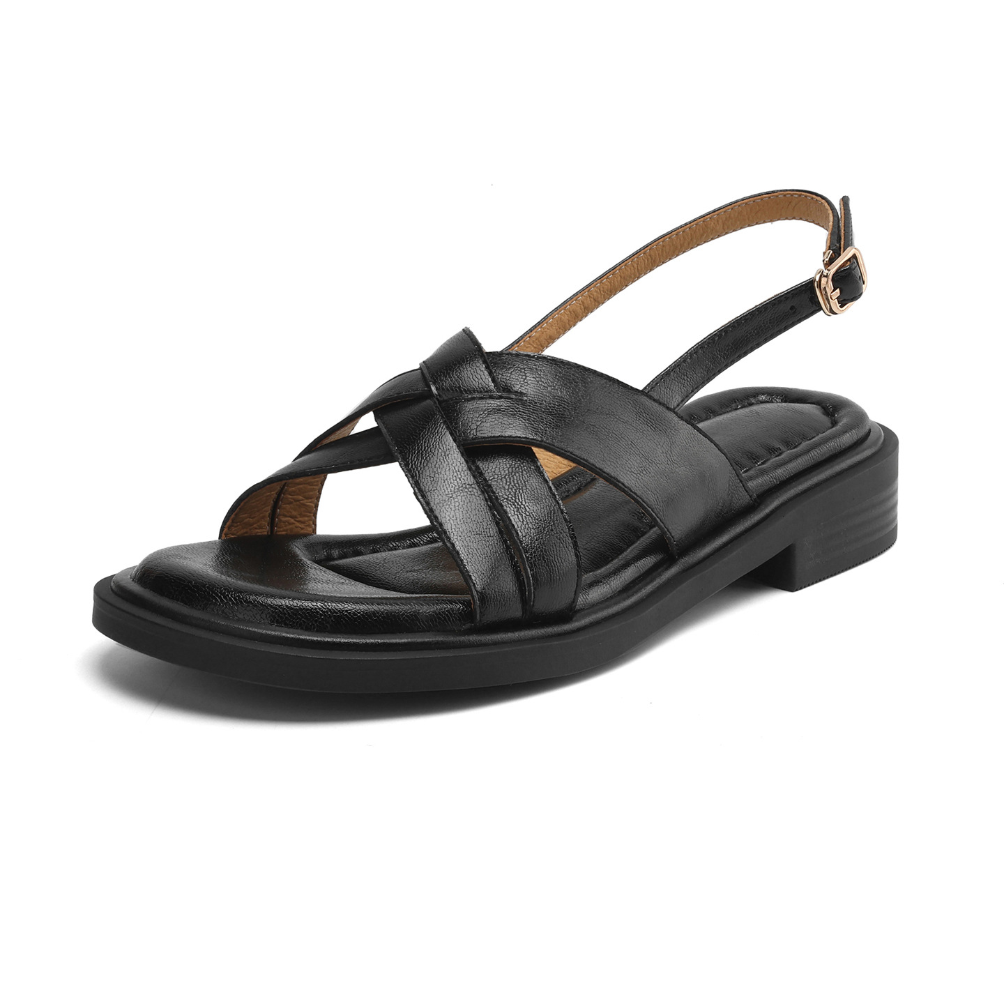 Dép sandal nữ quai chữ V đế bệt hở mũi, phong cách đi biển mùa hè — màu nâu chi tiết 30