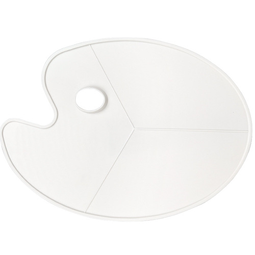 White B3 Three-Edge Plastic B2 Color Mixing Palette, Transparent Watercolor Palette with Hand Grip, 43*30cm Elliptical