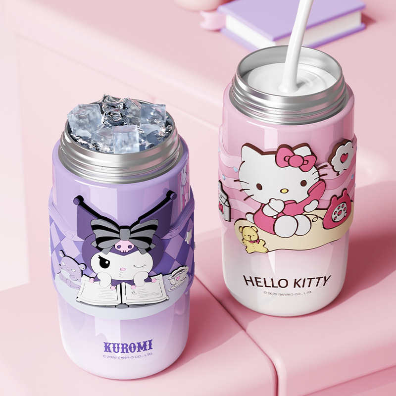 サンリオ キラキラ魔法瓶カップ 女の子用 高見えストローカップ 子供用 通学用 かわいい クロミ魔法瓶カップ|undefined