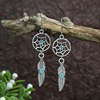 Turquoise silver accessory, metal retro earrings, European style, wholesale