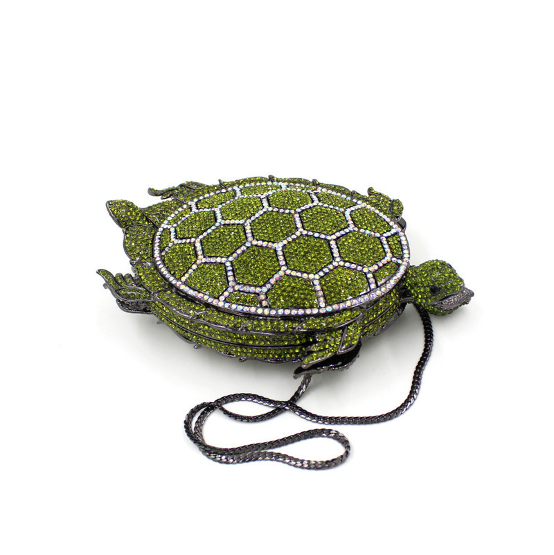 Selección estricta de tortuga bolsas de diamante de metal hueco bolsas de cena de cristal bolsas de diamante hechas a mano bolsas de banquete de damas
