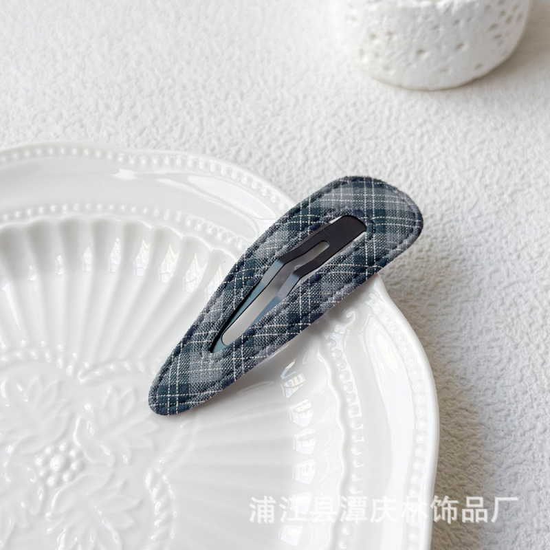 新款红色格纹格子发夹秋冬儿童BB夹三角星星云朵水滴镂空一字夹|undefined