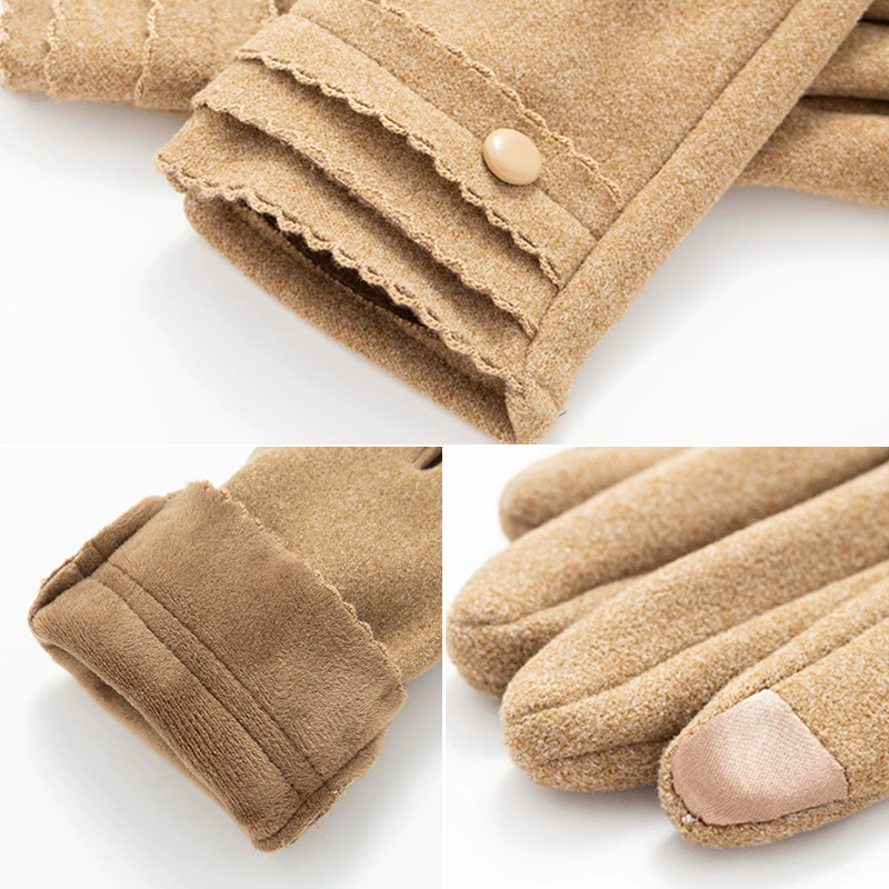  Demi-season keep warm gloves, set, velvet windproof fleece roly-poly doll