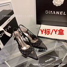 名媛风串珠尖头法式高跟鞋2024夏季新款真丝细跟凉鞋超高跟低跟