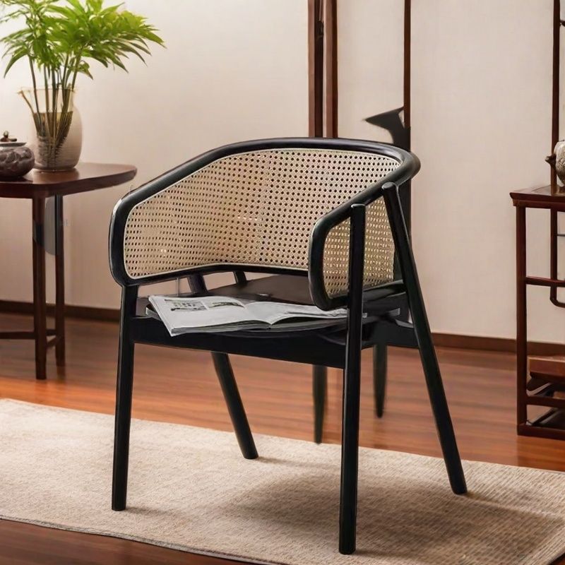 Silla de comedor de madera sólida nórdica de caña sala de té respaldo sofá casero mesas caseras medievales sillas de maquillaje