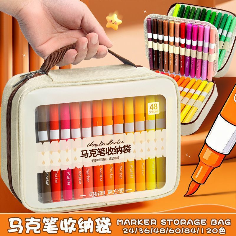 Magic Marker Storage Bag - Large Capacity Brush Storage Bag, Portable Multifunctional Detachable Pen Bag for Students, Waterproof