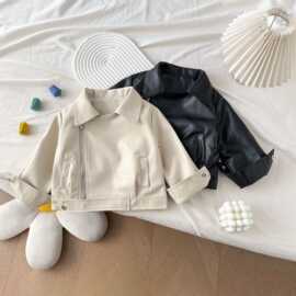 男女童皮夹克2025春秋新款洋气韩版外套男女童皮上衣跨境代发