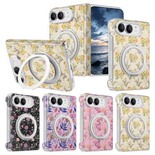 适用苹果iPhoneDuo小碎花磁吸支架手机壳翻盖折叠屏苹果duo保护套
