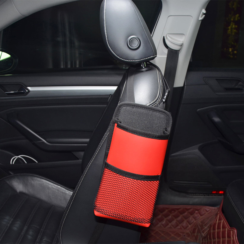 Montado en el coche taza de agua grande bolsa de asiento lateral colgando hervidor de agua cubierta asiento fijo coche taza de té titular hervidor de agua de almacenamiento interior estante