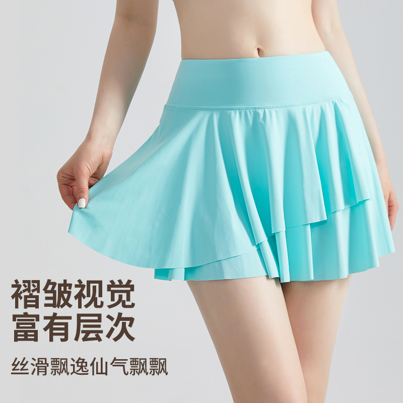 Wiman nuevo yoga falda corta bolsillo delgado transpirable correr fitness falda de tenis anti-luz falda deportiva corta mujer