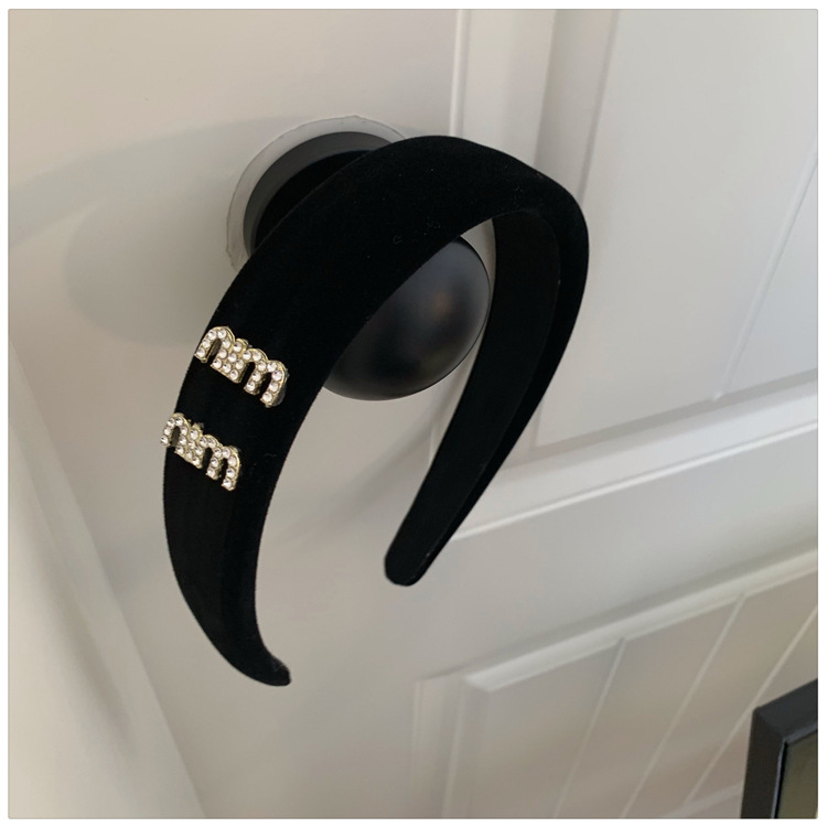 Chanel estilo retro simple flor negro diadema de viaje accesorios para el cabello de la diadema de moda elegante para mujer del todo fósforo de las mujeres