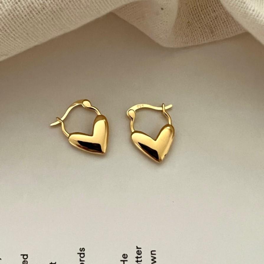1 Pair Sweet Heart Shape Sterling Silver Plating Hoop Earrings display picture 5
