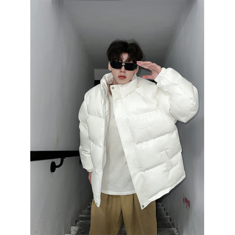 Crocodile Pattern Pu Leather Cotton Jacket Men's Winter Thickeneded 2025 New Letter Stamped Cotton Jacket Short Stand-Up Collar Cotton Jacket Crocodile Pattern Pu Leather Cotton Jacket Men's Winter Thickeneded 2025 New Letter Stamped Cotton Jacket Short Stand-Up Collar Cotton Jacket