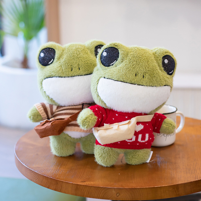 Cross-border Sweater Backpack Little Frog Doll Creative Big Eye Standing Personification Frog Prince Plush Toy Doll Cross-border Sweater Backpack Little Frog Doll Creative Big Eye Standing Personification Frog Prince Plush Toy Doll