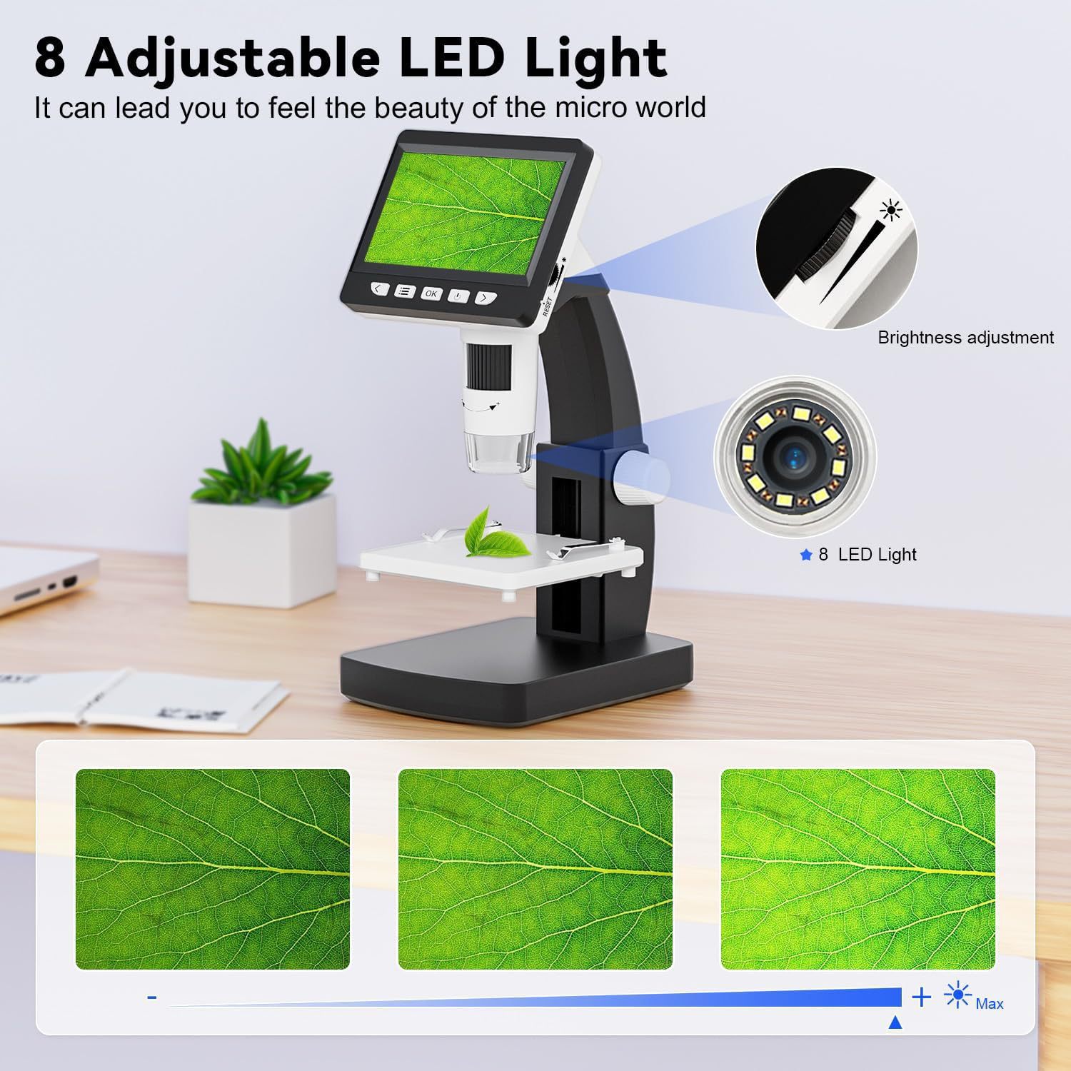 新款高清4.3寸大屏电子显微镜 一体式显微镜数码放大镜维修工具
