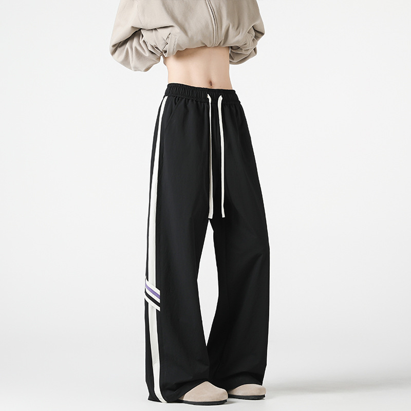 Pantalon rayé style américain pour homme, nouveau modèle printemps-automne 2025, marque tendance, élégant et décontracté, coupe droite ample._voghion.com