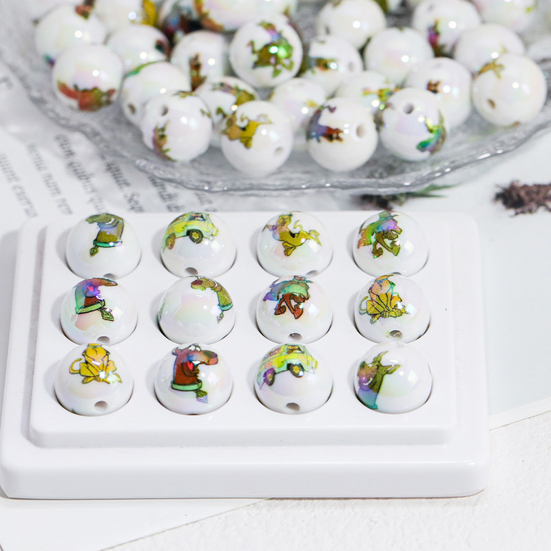 Cross-Border Popular Scooby Color-Plated Loose Beads DIY Mobile Phone Chain Bracelet Keychain Beaded Pen Spacer Bead Jewelry Accessories