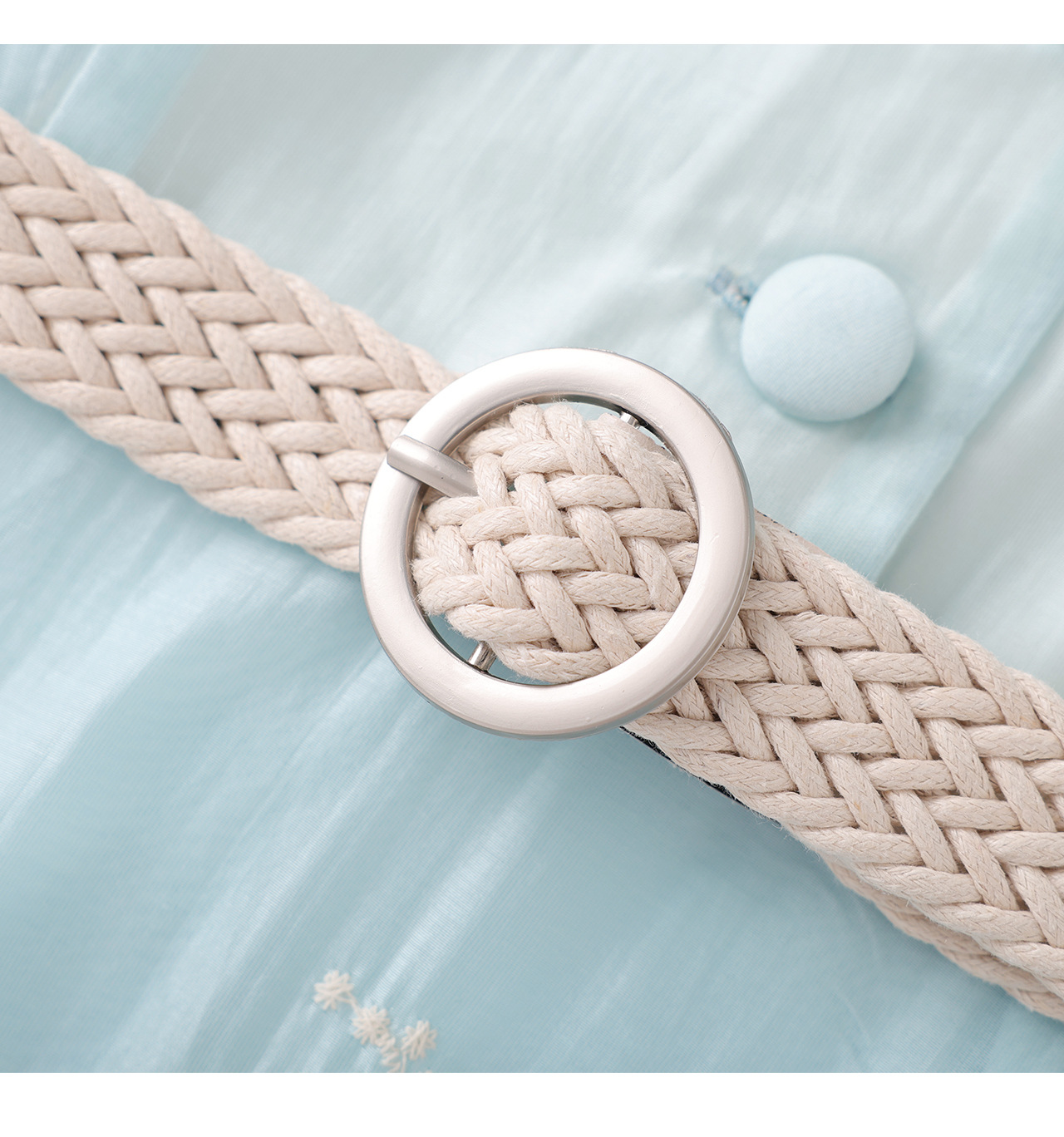 Đầm maxi nữ thắt eo tay phồng nhẹ dáng suông — xanh lam chi tiết 20