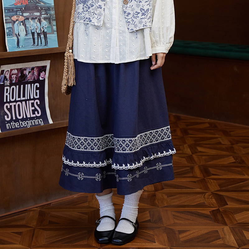 Spring retro ethnic long skirt