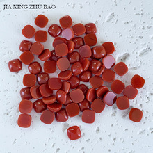 天然南红玛瑙方形戒面 平底素面裸石 新中式饰品镶嵌裸石工厂批发