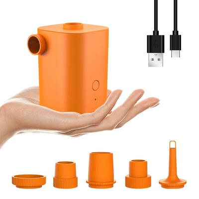 Outdoor USB Mini Electric Air Hava nasosu - small-orange-charging-flagship-to-send-five-air-nozzle-data-cable-storage-bag-custom-color