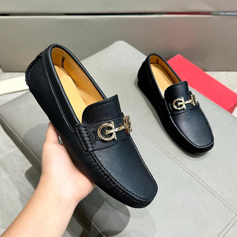 Ferragamo Loafers leather breathable metal buckle driving shoes 8 