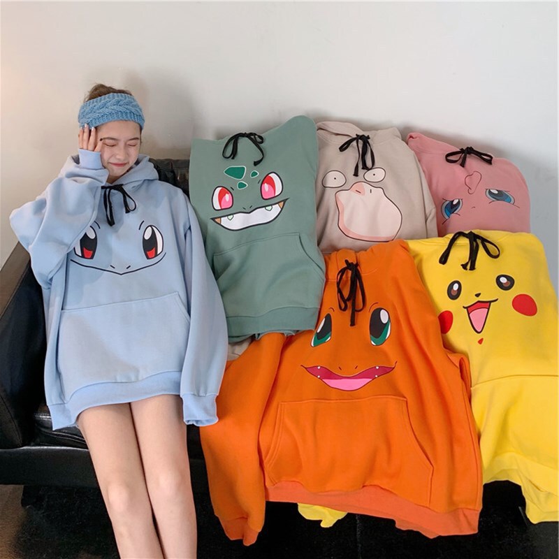Cross-border 190g autumn and winter Pikachu vests female students Japanese animation padded long hooded cute top