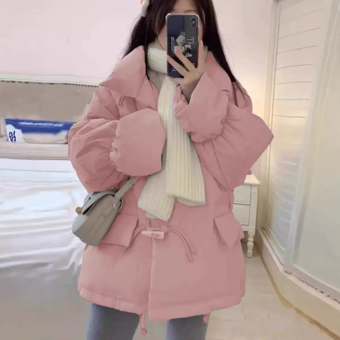 羽绒棉衣宽松韩版新款2025冬季加厚棉袄牛角面包棉服外套批发货源