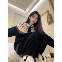 可爱少女名族风半边绒睡衣女秋冬款加厚保暖家居服大码套装可外穿