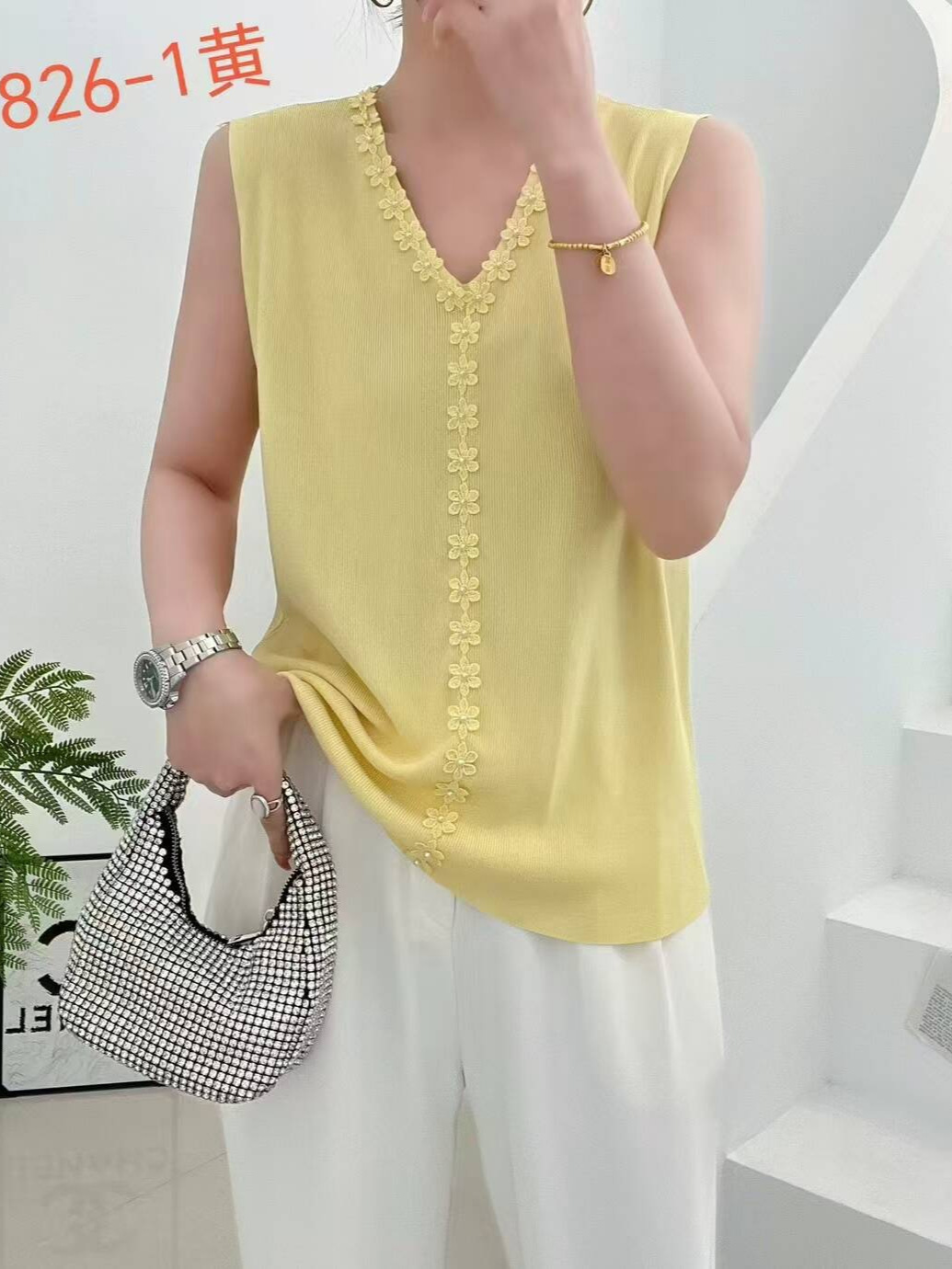 Retro summer base body-friendly knitted tank top