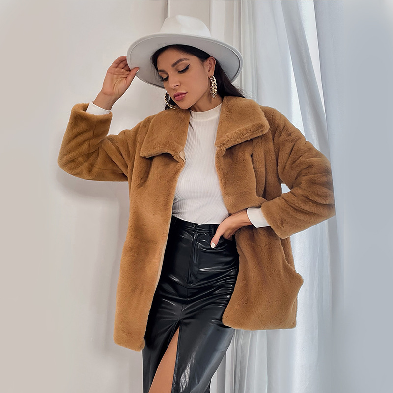 Cappotto da donna imbottito in cotone similpelliccia lungo slim fit in similpelliccia di visone_voghion.com