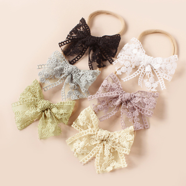 Summer children's nylon headband with bow handmade