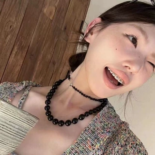 欧美小众黑玛瑙珠叠戴项链轻奢高级感颈链冷淡风chocker锁骨链女