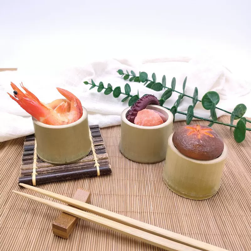 源头厂家批发天然食品托盘酒店餐厅用具迷你青皮杯子竹筒杯