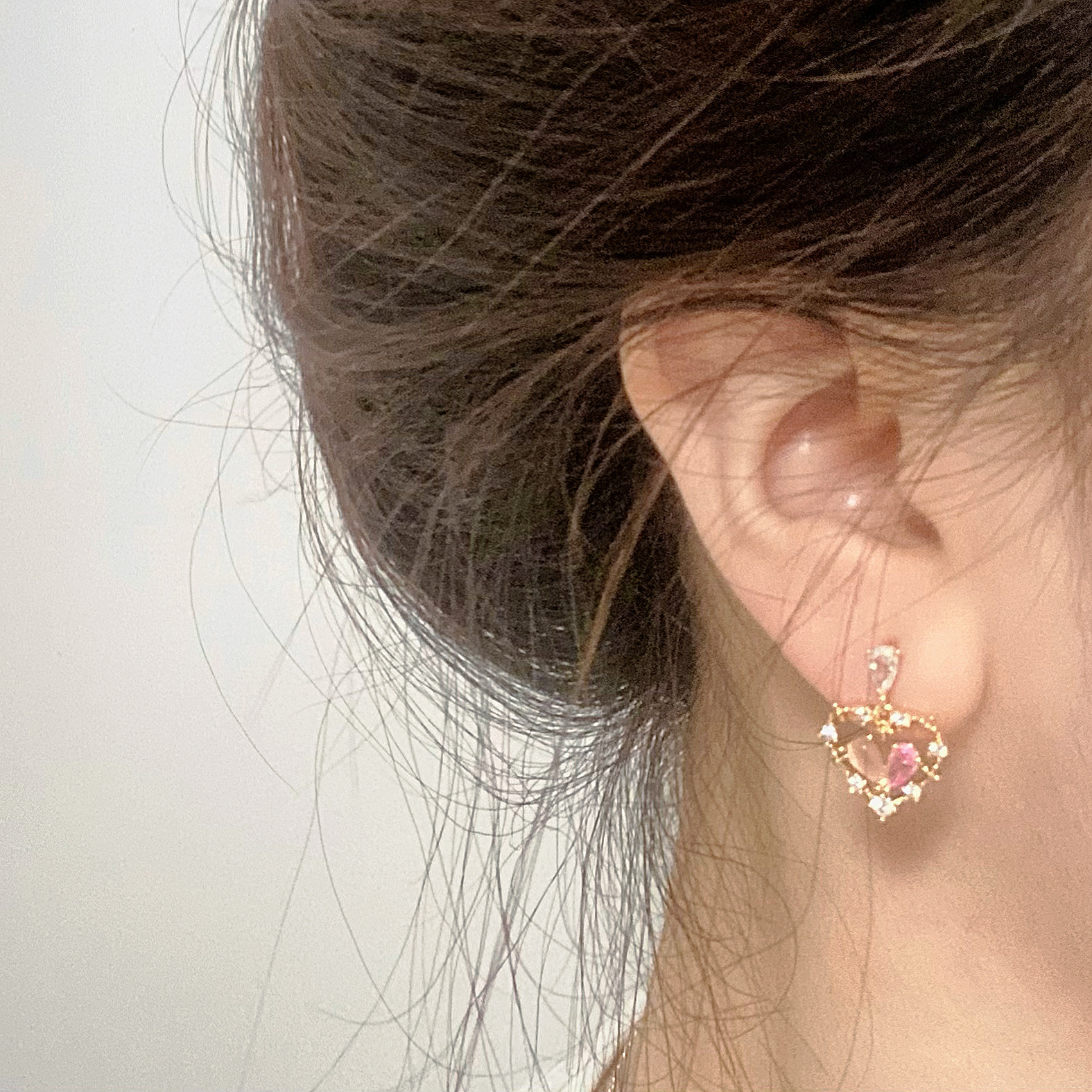 Daily Occasion 1 Pair Sweet Heart Shape Plating Inlay Alloy Rhinestones Drop Earrings