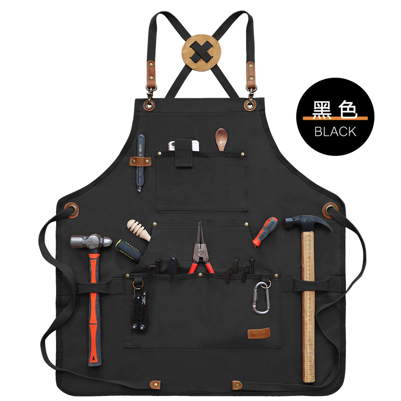 Amazon transfronterizo delantal de lona de pegamento logo personalizado de bolsillo al aire libre delantal de trabajo de carpintería fábrica al por mayor