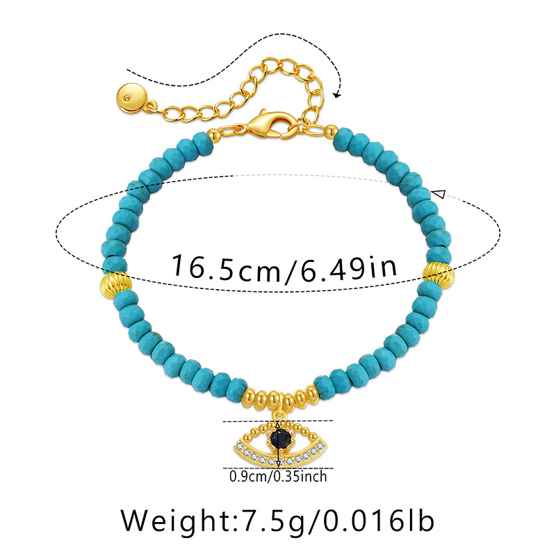 Retro Eye Turquoise Plating Rhinestones Bracelets 1 Piece
