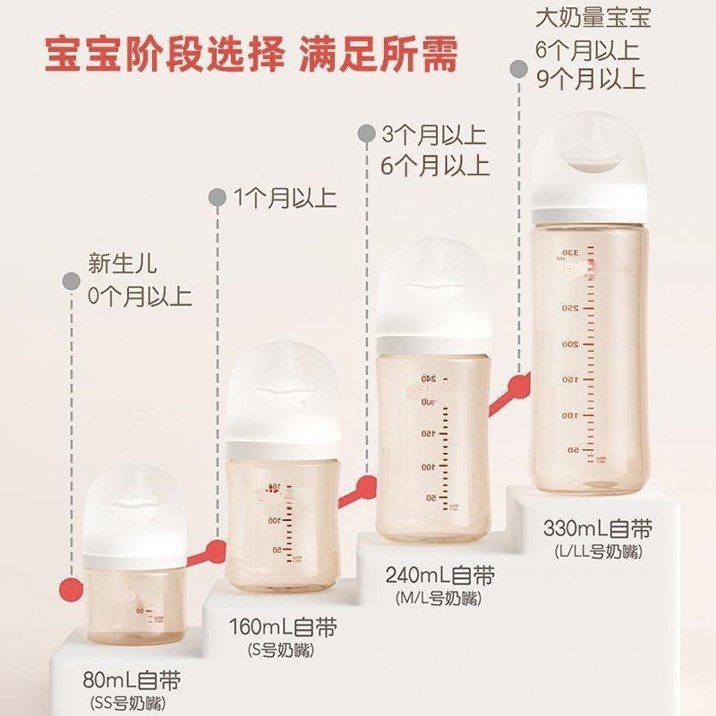 适用于三代贝亲宽口径PPSU奶瓶自然畅吸多功能自带7件套礼品|undefined