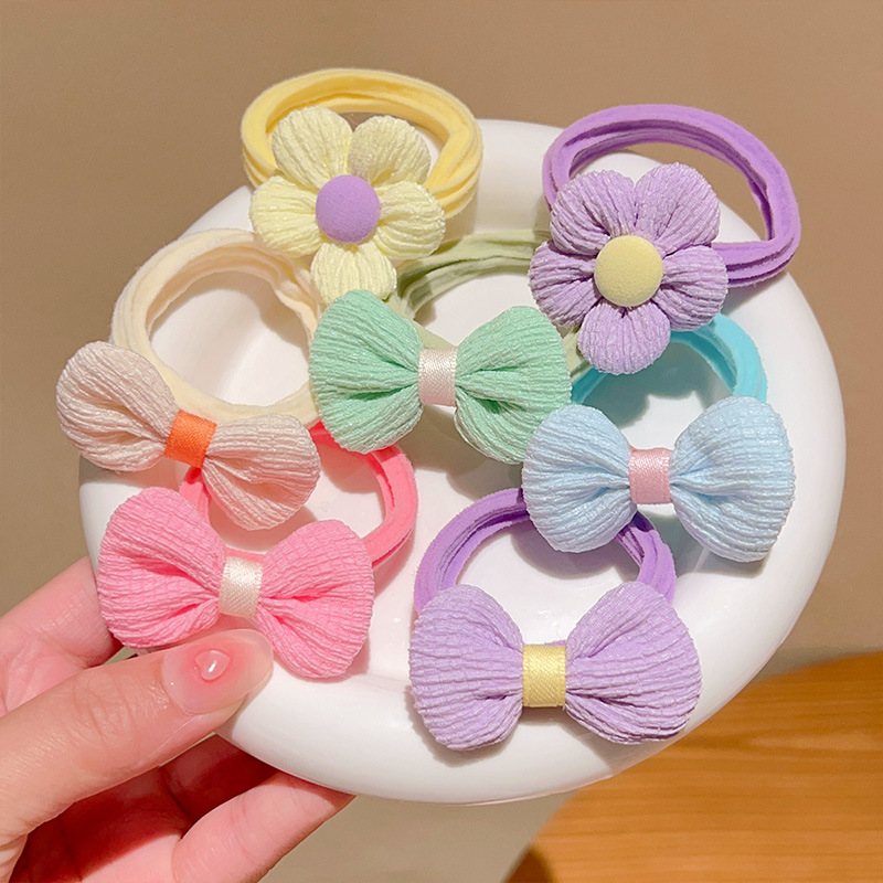 Banda de goma para niños Linda Flor Mariposa corbata bola cabeza cuerda de pelo chica Cola de Caballo cabeza flor bebé alta banda de Pelo elástico image 4
