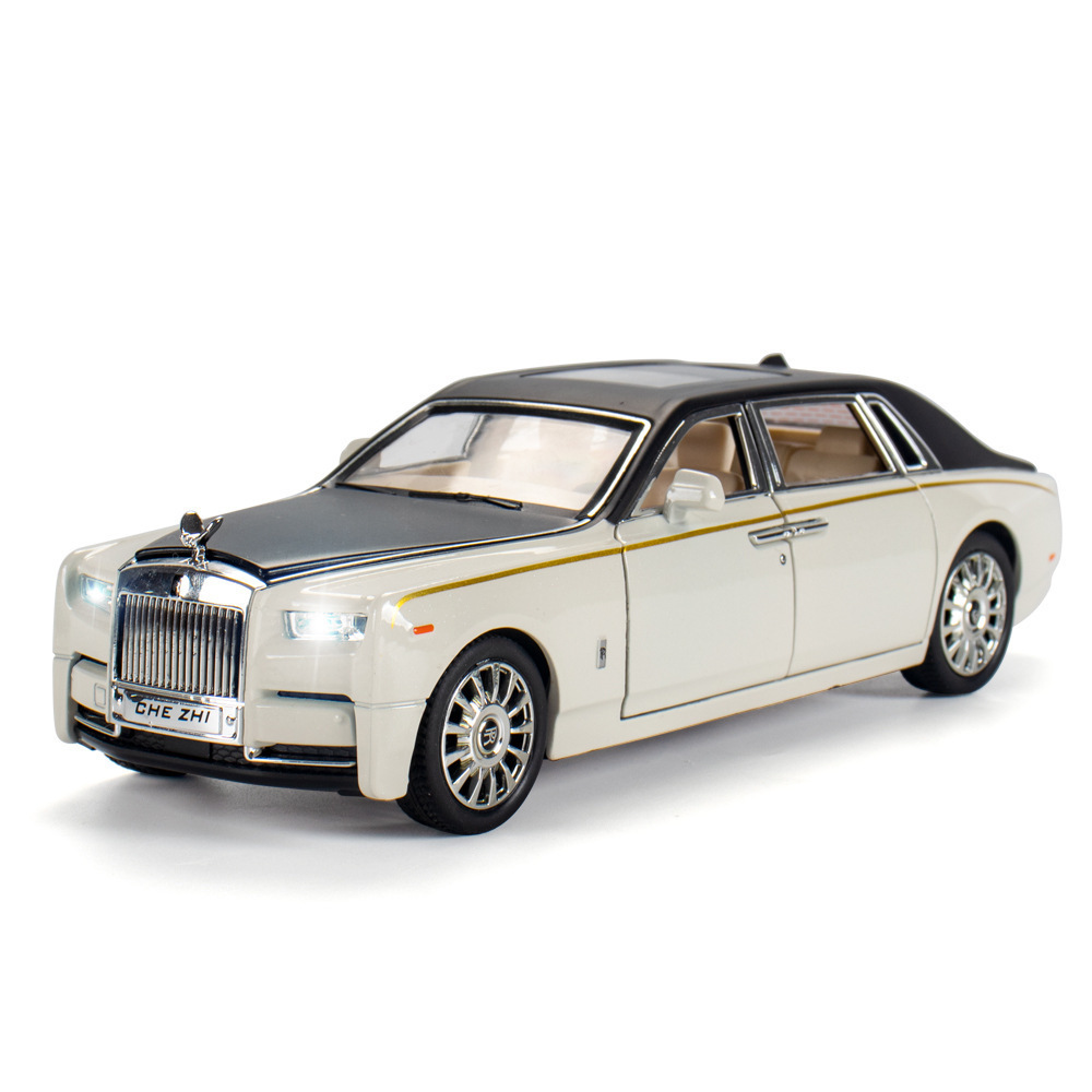 Modelo de coche de aleación de coche 1:24 Rollos Phantom Tire hacia atrás con sonido y música ligera juguete coche música modelo decoración colección