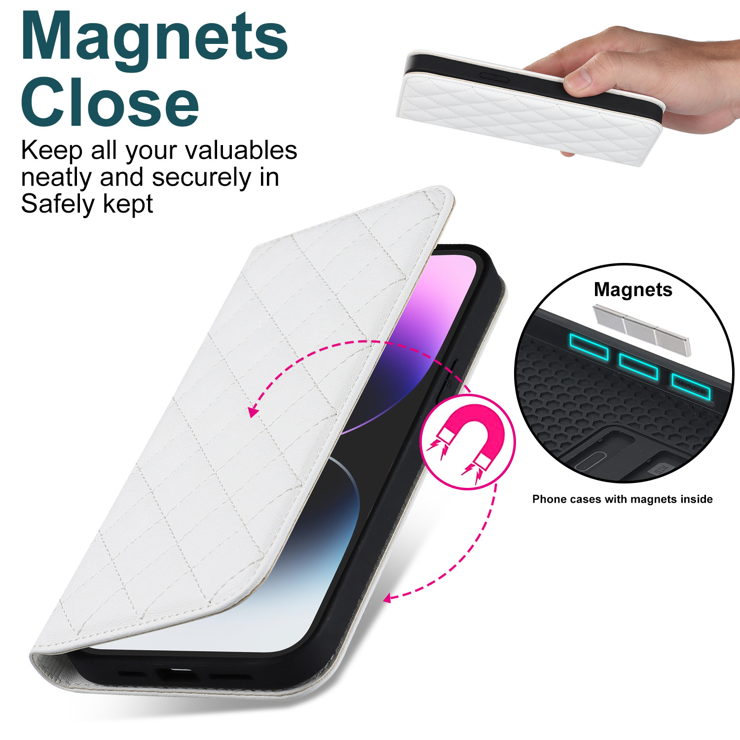 Anwendbar zu iPhone14 handy leder fall drahtlose lade 13/12 stil magnetische flip schutzhülle Großhandel_voghion.com