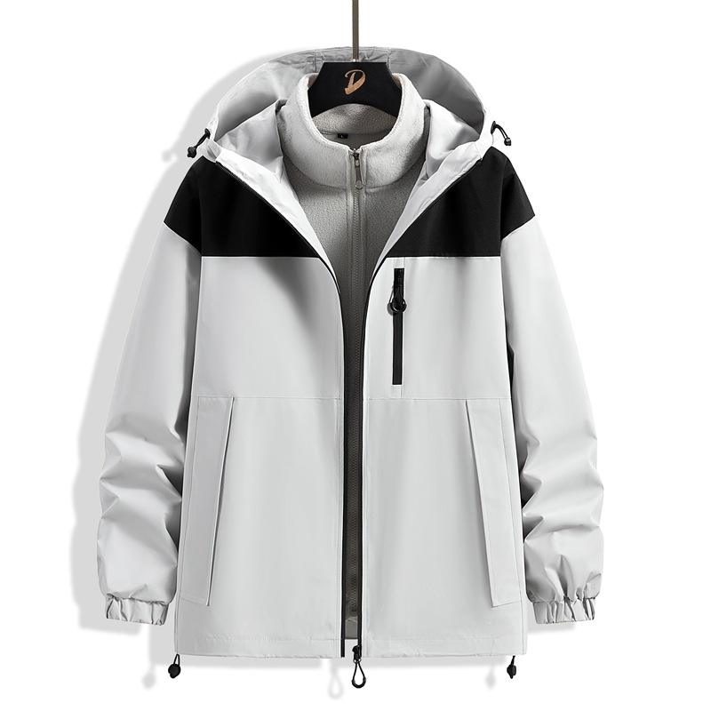3 - en - 1 vestir de asalto para hombres otoño y invierno al aire libre función de viento engrosado a prueba de viento chaqueta encapuchada abrigo deportivo de moda